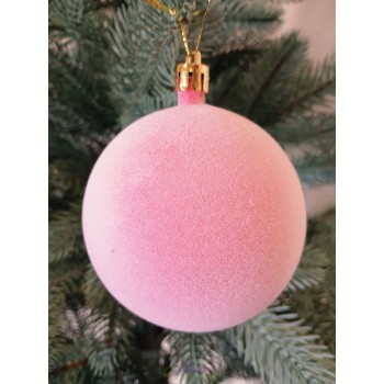 Новогодний шар "Бархат" Ø80мм розовый, цена за набор 4шт